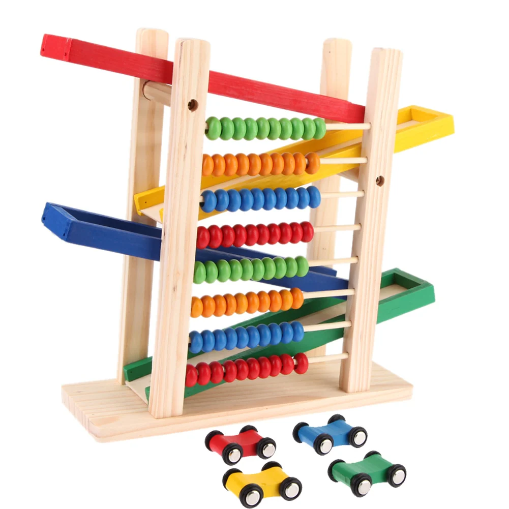 Wood Toy - Wooden Abacus & Car Slide Learning Toy - Image 3