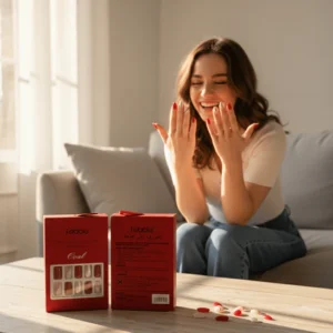 Febble - Classic Red with Gold Accent Press-On Nails (Original)