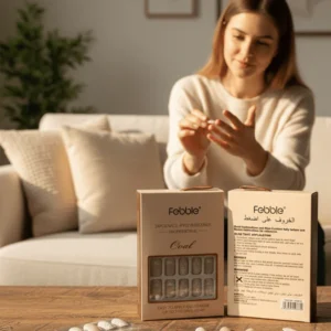 Febble - Oval Floral Matte Grey Press-On Nails (Original)