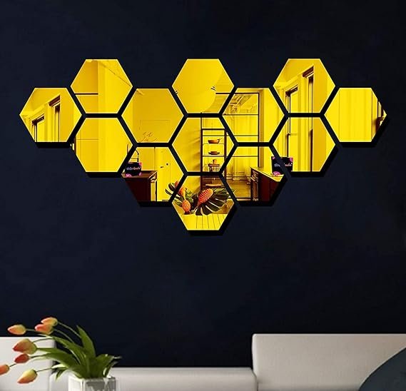 Hexagon Style Acrylic Mirror - 13 pieces